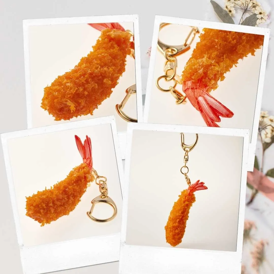 食品サンプル エビフライSキーホルダー