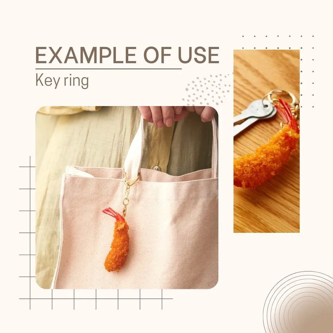 食品サンプル エビフライSキーホルダー